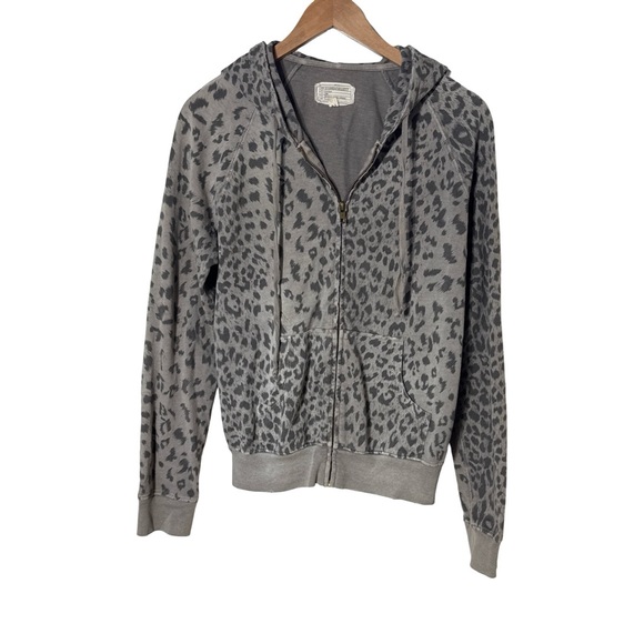Current/Elliott Leopard Print Gray Hoodie Size 2 - Picture 3 of 9
